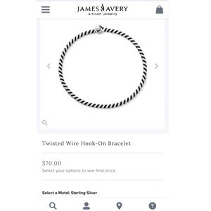 James Avery twisted wire hook on charm bracelet